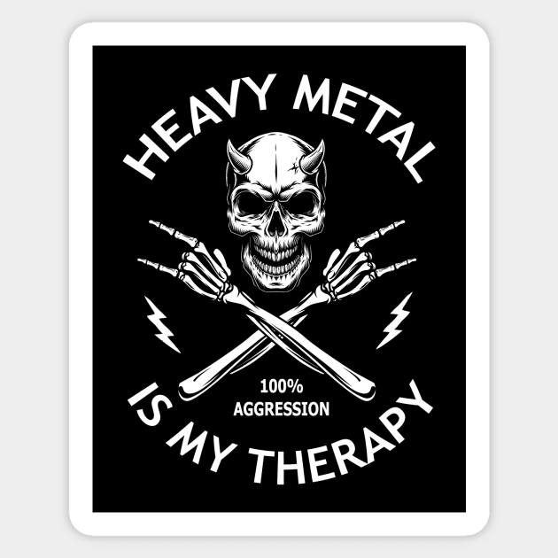 Heavy Metal Is My Therapy Cool Saying Sticker by Hallowed Be They Merch